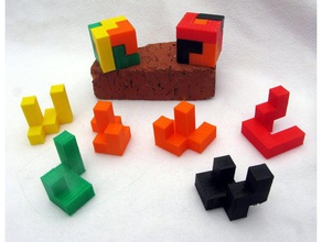 dos simples cubo de la construcción puzzles openscad 3d print model - Mito3D