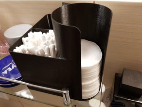 capacious 4 sections container dispenser organizer cotton buds pads plus covers bathroom sink 3d print model - Mito3D