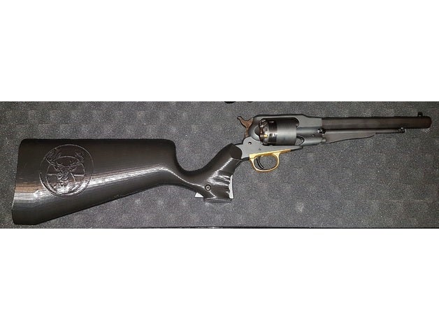 crosse desen pedersoli remington 1858 stok spor ve açık hava siyah toz revolver poudre noire 3D print model - Mito3D