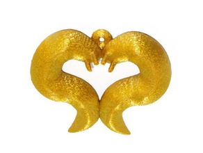 banana-slug heart pendant jewelry banana slug 3d print model - Mito3D