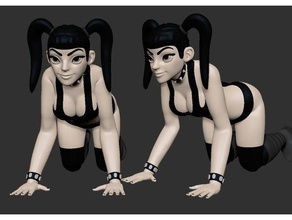 sexy goth pose 02 people erotic girl naughty stylized 3d print model - Mito3D
