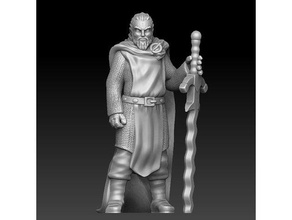 knight templar two-handed sword games chainmail game miniature prg tabletop warcraft warhammer warrior 3d print model - Mito3D