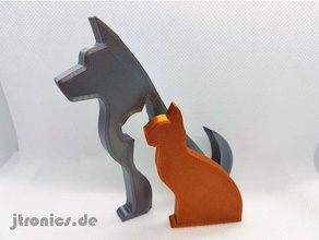 animal silueta de perro - gato las esculturas cat la decoración deko jtronics imagen 3d print model - Mito3D