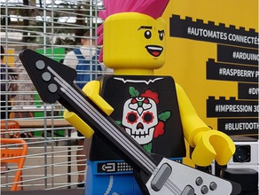 giant lego minifigure ponko punk rocker construction toys guitar minifig raspberry pi 3d print model - Mito3D
