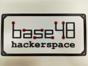 base48 hackerspace brno etiqueta da porta sinais e logotipos rótulo sinal 3d print model - Mito3D
