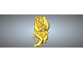 altın vücut hayvan başı zodyak 1 fare kolye takı 3d print model - Mito3D