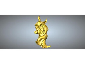 golden body animal head zodiac pendant 4 hare jewelry 3d print model - Mito3D