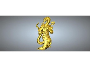 golden body animal head zodiac pendant 6 snake jewelry 3d print model - Mito3D