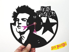 reloj sex pistols art 3dlito clock punk pared stencil titanic wall 3d print model - Mito3D