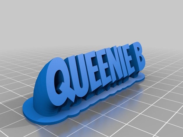 queenie b nameplate pink purple office customized 3D print model - Mito3D