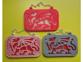 red dragon plaque wall hangar based welsh flag 3d print model - Mito3D