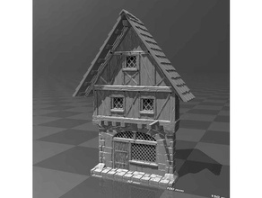 medieval house facade 3 buildings & structures 28mm miniature 32mm boardgame diorama dnd rpg tabletop terrain wargame 3d print model - Mito3D