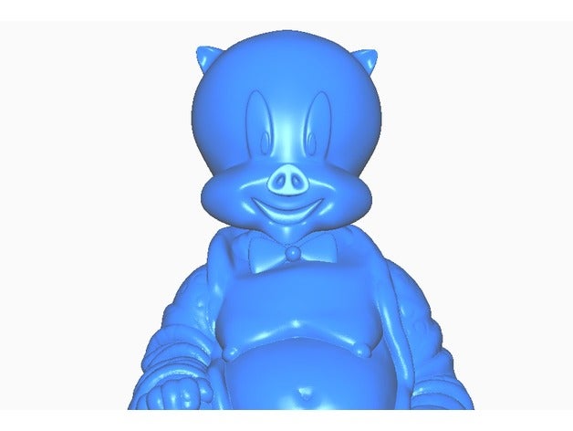 porky pig buddha retro collection sculptures bust cartoon looney tunes remix statue 3D print model - Mito3D