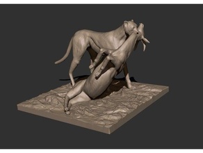 cheetah gazelle scene animals animal chase diorama hunt hunter predator 3d print model - Mito3D