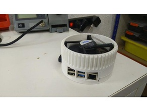 pi 4b case 90mm round cpu fan electronics 3d print model - Mito3D