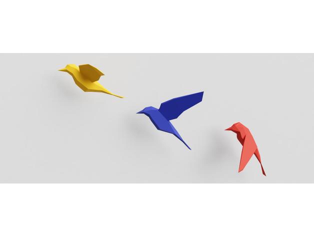 düşük poli dekor kuşlar hayvanlar 3d hayvan amazingdesign kuş dekorasyon tasarım designproject asmak askı hexagon altıgen ev dekorasyonu kanca gibi lowpoly poligonal paylaşın duvar duvara monte zwierze 3D print model - Mito3D