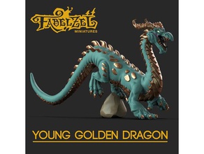 joven dragón de oro juegos y juguetes drake dungeons dragons la fantasía lagarto magia en miniatura escultura juguete wargaming 3d print model - Mito3D