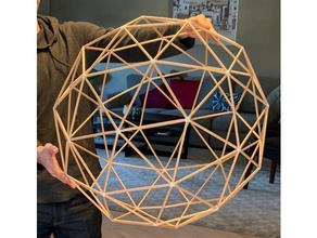 geodesic sphere printed connectors + straws math art 3d print model - Mito3D