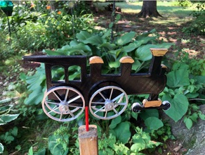 steam train spinner outdoor & garden lawn ornament railroad sculpture engine wind 3d print model - Mito3D