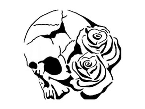 skull rose stencil 2d art 3d print model - Mito3D