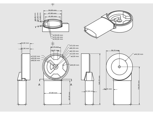 pieza para mecanismo coche 3d-drucken clientes freecad 3D print model - Mito3D