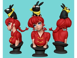 ranma pechan bust art anime character figure girl model boobs dinamuuu3d girls patreon pinup pinups sexy sexy-girl smile smiley face zbrush sculpt 3d print model - Mito3D