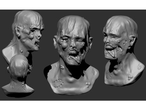 zombie bust creatures infected undead 3d print model - Mito3D