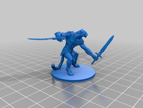 remix - tabaxi fighter rogue toys & games 28mm 3dprintable dnd mini miniature dungeons dragons dungeon game piece miniatures tabletop tiger tigers 3d print model - Mito3D