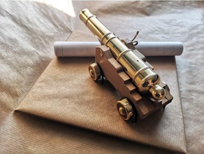 naval cannon replica - wood brass used scans & replicas blaster canon fire jure korber gun miniature 3d print model - Mito3D