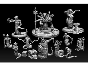 yuan-ti nagaraja enclave 3d printing anathema assasin bazerker dnd mini miniature necromancer snake people sorceress tracker undead warden witch 3d print model - Mito3D