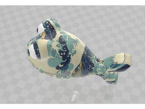 great wave kanagawa coy fish colorprintable sculptures 3d print model - Mito3D