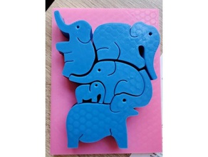 tray balancing elephants puzzles 3d print model - Mito3D