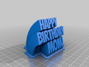 my customized sweeping 2-line name plate happy birthday mom office 3d print model - Mito3D