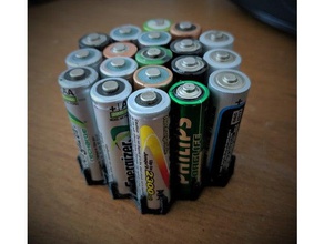support de batterie 19 piles aa minimum filament l'impression l'électronique pile les batteries la cas minimes minimaliste économiser l'argent 3d print model - Mito3D