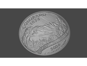 colorado state quarter coins & badges coin george washington rockymountains rocky mountains 3d print model - Mito3D
