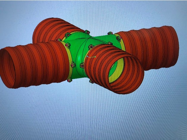 abluft-x-verbinder mk1 diy abluftsystem 10cm 3D print model - Mito3D