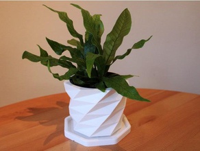 low poly plant pot drainage tray outdoor & garden container flower planter 3d print model - Mito3D