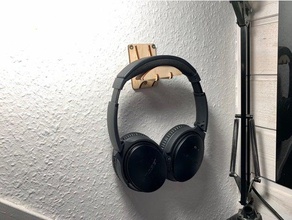 wall mounted headphone hanger organization headphones holder mount lasercut lasercutting 3d print model - Mito3D