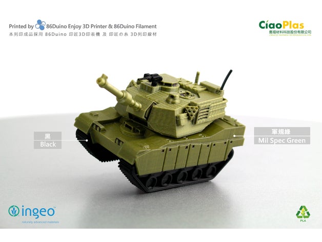 m1 abrams tank m1a2 vehicles 86duino 3D print model - Mito3D