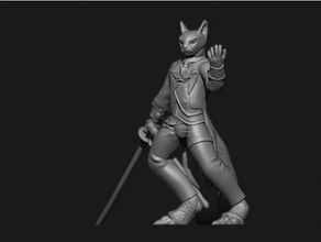 tabaxi khajiit lord creatures 3dmodel 3d printing animal anthropomorphic cat character creature dnd miniature dungeons dragons fantasy furry model monster noble pathfinder mini rpg sculpture steampunk strategy game sword tabletop victorian warrior 3d print model - Mito3D