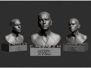 eminem busto personas 3dmodel 3dprintable la artista dlp fdm el hip-hop pantalla lcd nigga sla sls 3d print model - Mito3D