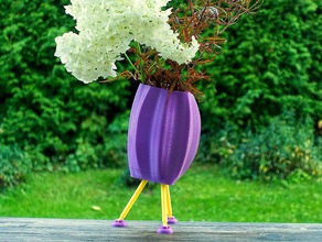 se penchant vase tripode décor de fleurs trépied 3d print model - Mito3D