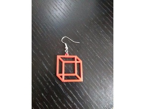 optical cube earrings illusion 3d print model - Mito3D
