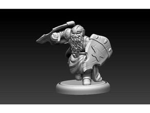 dwarven dual shield fighter toys & games 28mm 32mm dungeons dragons dwarf minature mini miniatures pathfinder two 3d print model - Mito3D