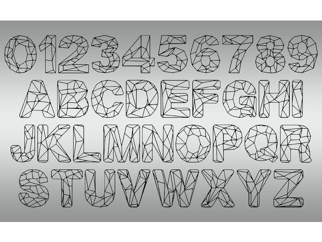geométricas, letras números Arte en 2d el alfabeto geométricas 3D print model - Mito3D
