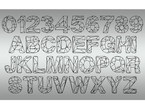 geometric letters numbers 2d art alphabet 3d print model - Mito3D