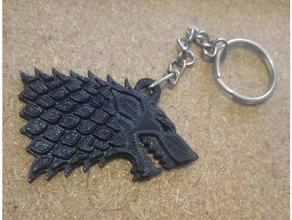 game thrones wolf stark key keychains keychain 3d print model - Mito3D