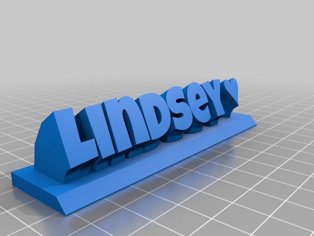 my customized sweeping 2-line name plate lindsey office 3D print model - Mito3D