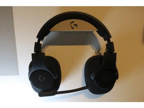 headphones wall mount logitech video games button g433 headphone hanger holder part replace support casque 3d print model - Mito3D