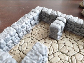 wdhex sturdy walls & corners irregular stone floor toy game accessories dnd tiles dungeons dragons dungeon rpg tabletop terrain 3d print model - Mito3D